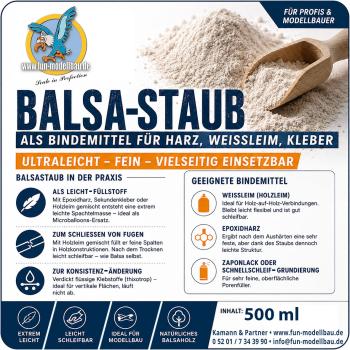 Preview: Balsa-Staub Bindemittel für Weißleim, Harz, Kleber, 500 ml